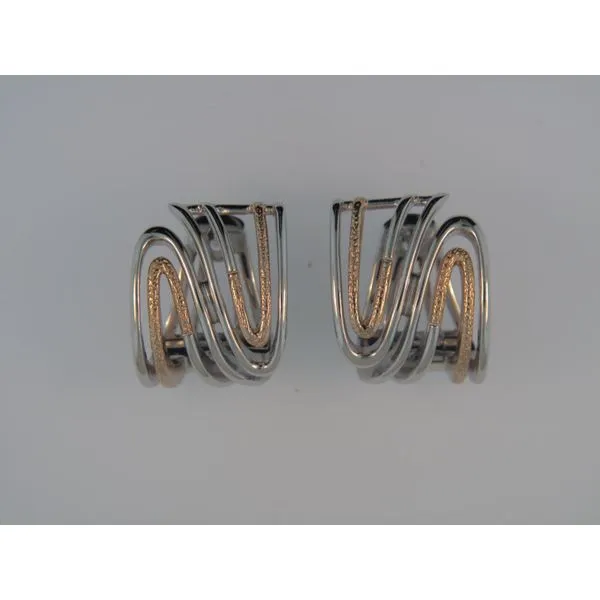 Lady's Sterling Silver & Rose Gold Plated Earrings Orin Jewelers Northville, MI