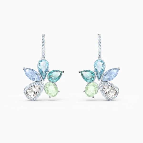 Swarovski Sunny Pierced Earrings, Light multi-colored, Rhodium plated Orin Jewelers Northville, MI