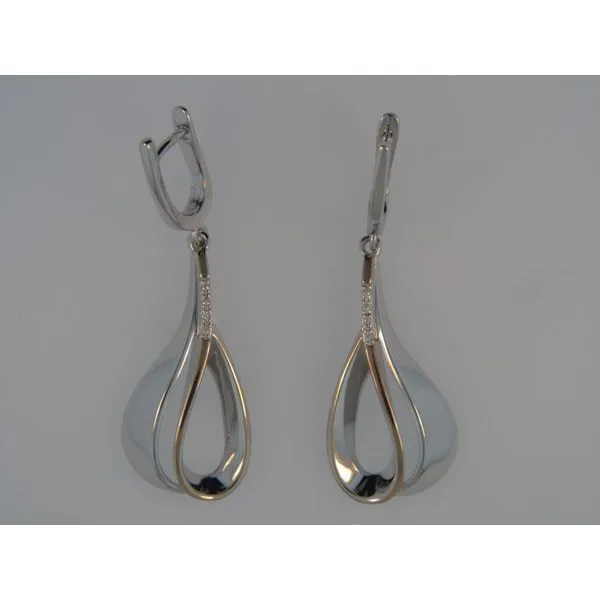 Sterling Silver & Rose Gold Plated Earrings With 8 Round White Sapphires Orin Jewelers Northville, MI
