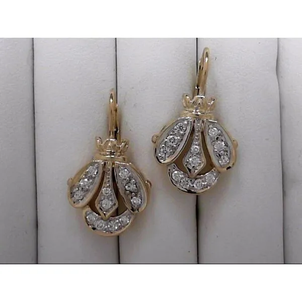 Sterling Silver & 14K Gold Ladybug Earrings With 24 Diamonds Orin Jewelers Northville, MI