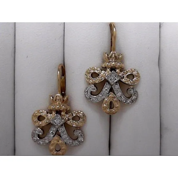 Sterling Silver & 14k Gold Earrings With 26 Diamonds Orin Jewelers Northville, MI