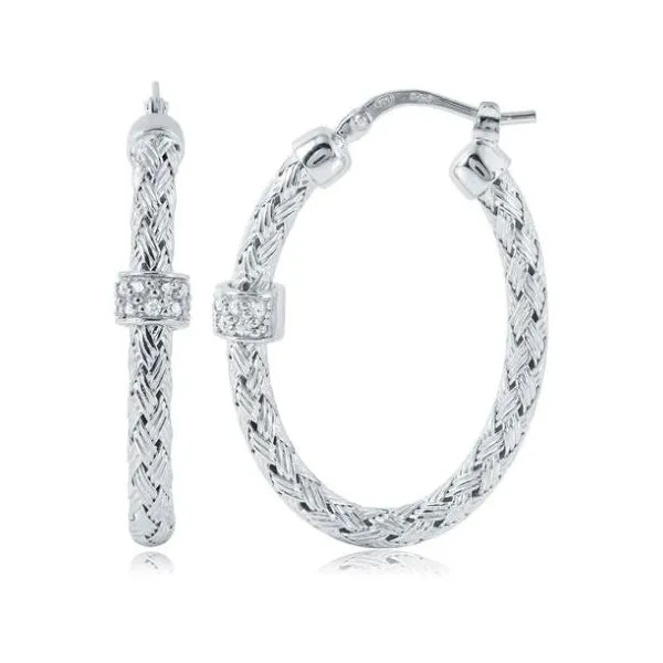 Sterling Silver Woven Oval Earrings With CZs Orin Jewelers Northville, MI