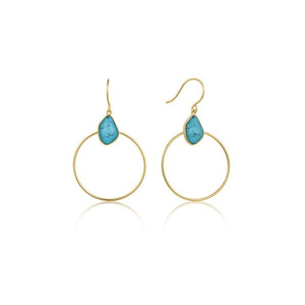 Sterling Silver Gold Plated Turquoise Front Hoop Gold Earrings by Ania Haie Orin Jewelers Northville, MI