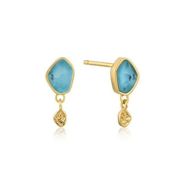 Sterling Silver Gold Plated Turquoise Drop Stud Earrings By Ania Haie Orin Jewelers Northville, MI