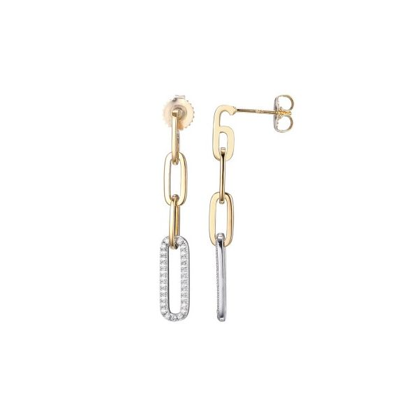 Sterling Silver & Yellow Gold Plated Paperclip Chain and CZ Link Earrings Orin Jewelers Northville, MI