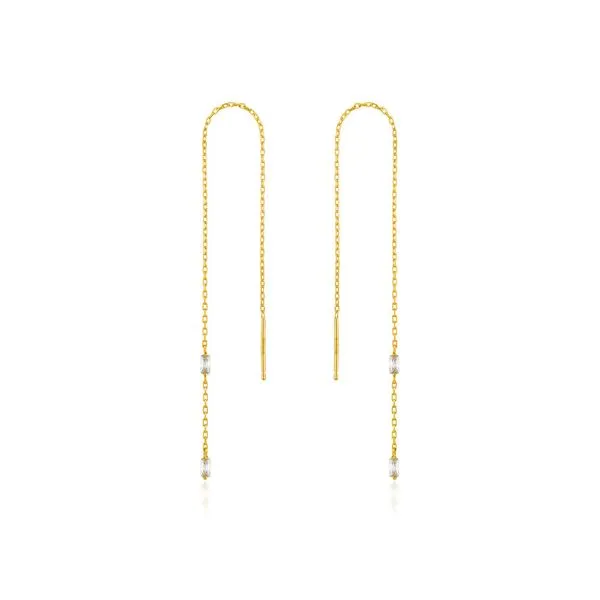 Sterling Silver Gold Plated Glow Threader Earrings by Ania Haie Orin Jewelers Northville, MI