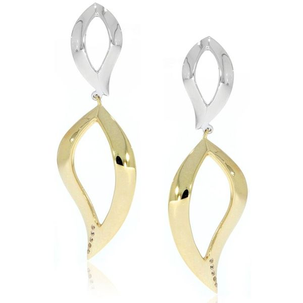 Lady's Sterling Silver And Gold Plated Fashion Earrings With White Sapphires Orin Jewelers Northville, MI