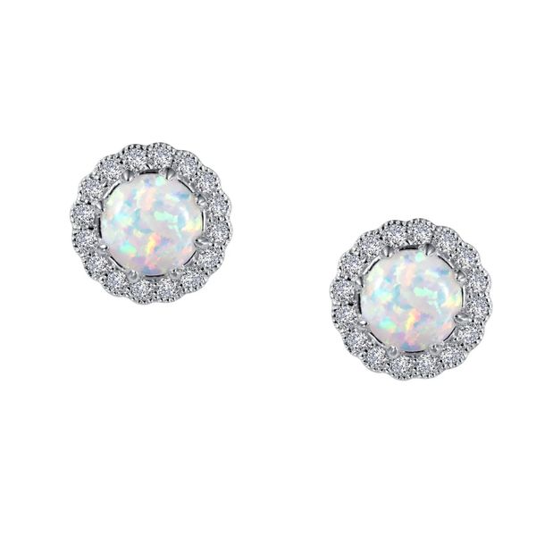 Sterling Silver Earrings With Simulated Opals & Cubic Zirconias Orin Jewelers Northville, MI