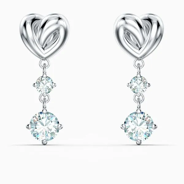 Swarovski Lifelong Heart Pierced Earrings, White, Rhodium Plated Orin Jewelers Northville, MI
