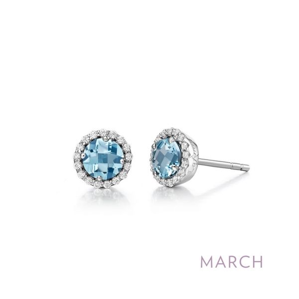 Sterling Silver Simulated Aquamarine & CZ Earrings Orin Jewelers Northville, MI