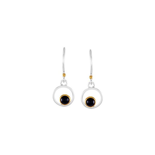 Sterling Silver and 22K Gold Vermeil Earrings with Black Onyx by Michou Orin Jewelers Northville, MI