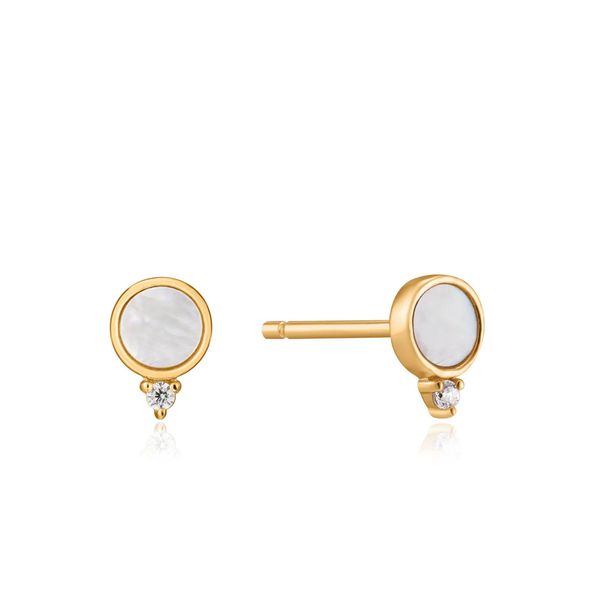 Sterling Silver Gold Plated Mother Of Pearl Stud Earrings by Ania Haie Orin Jewelers Northville, MI