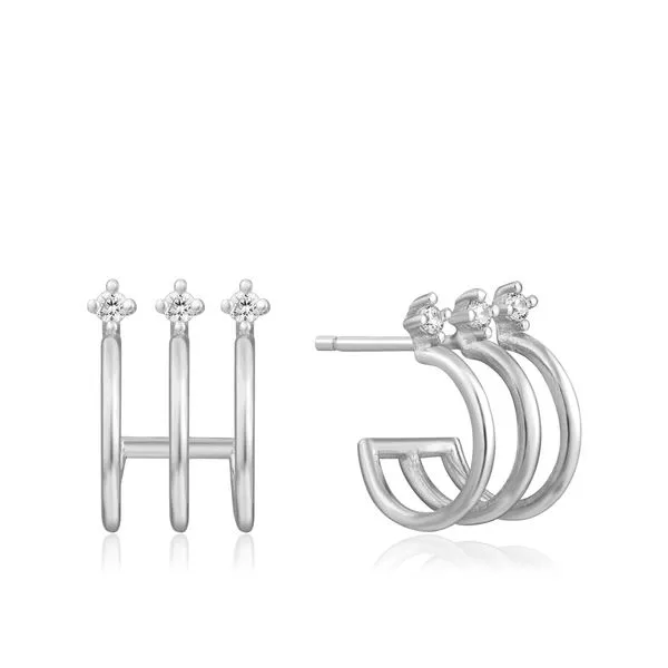 Sterling Silver Triple Mini Hoop Stud Earrings By Ania Haie Orin Jewelers Northville, MI