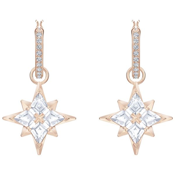 Swarovski Symbolic Star Hoop Pierced Earrings, White, Rose-gold tone plated Orin Jewelers Northville, MI