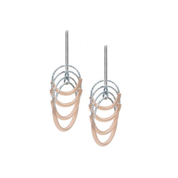 Sterling Silver And Rose Gold Plated Circle Mixer Earrings Orin Jewelers Northville, MI