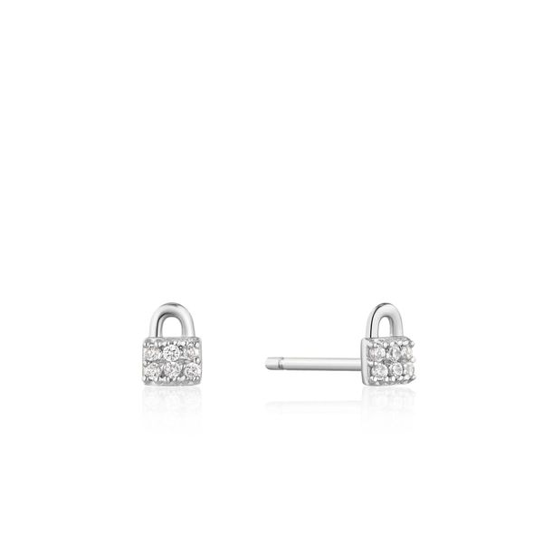 Sterling Silver Padlock Sparkle Stud Earrings By Ania Haie Orin Jewelers Northville, MI