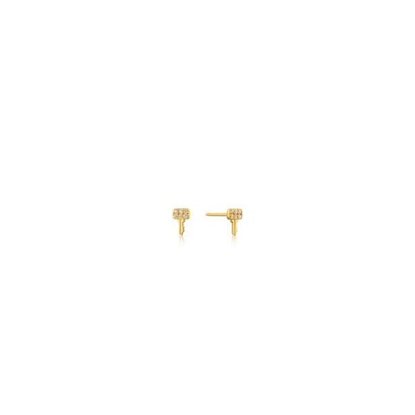 Sterling Silver Gold Plated Key Sparkle Stud Earrings By Ania Haie Orin Jewelers Northville, MI