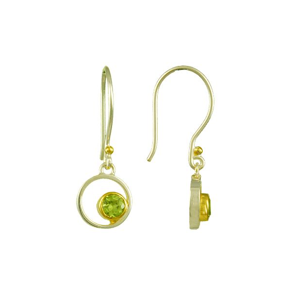 Sterling Silver and 22K Gold Vermeil Earrings with Peridot  by Michou Orin Jewelers Northville, MI
