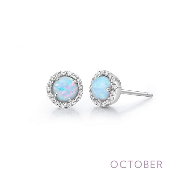 Sterling Silver Simulated Opal & CZ Earrings Orin Jewelers Northville, MI