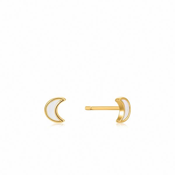 Sterling Silver Gold Plated Moon Stud Earrings By Ania Haie Orin Jewelers Northville, MI