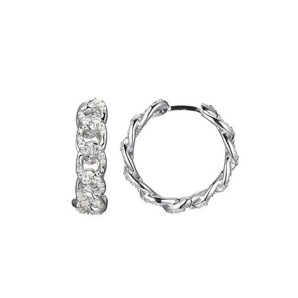 Sterling Silver Hoop Earrings with CZ Orin Jewelers Northville, MI