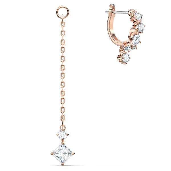 Swarovski Attract Rose Tone Hoop Dangle Earrings Image 2 Orin Jewelers Northville, MI