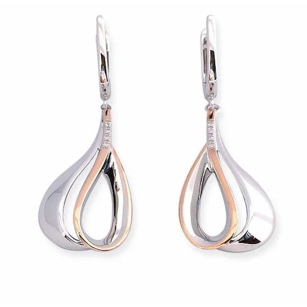 Sterling Silver & Rose Gold Plated Earrings w/8 White Sapphires Orin Jewelers Northville, MI