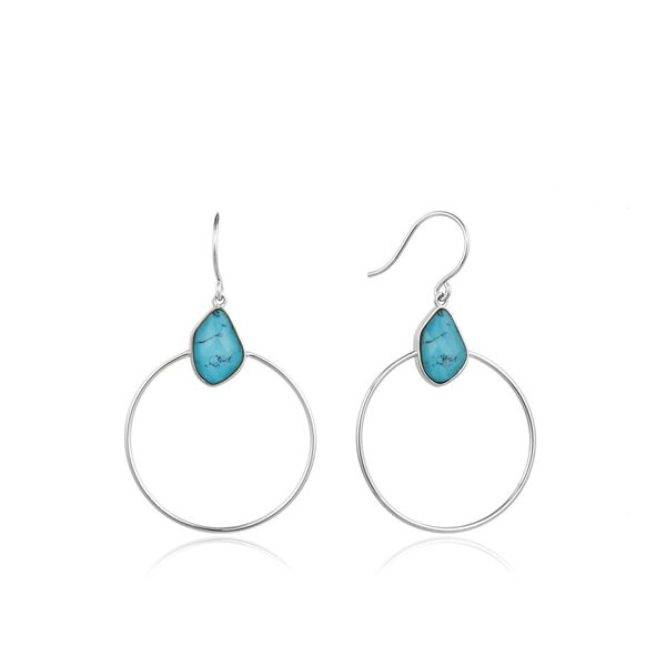 Sterling Silver Turquoise Front Hoop Silver Earrings by Ania Haie Orin Jewelers Northville, MI