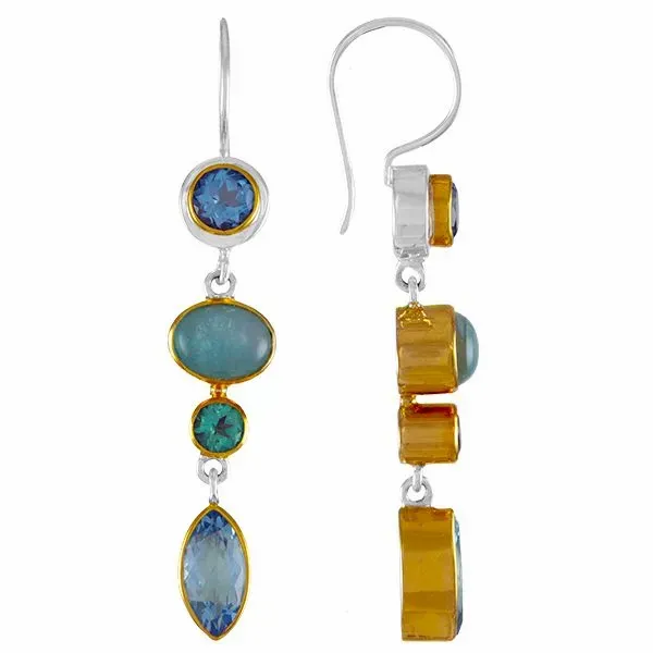 Sterling Silver & 22k Gold Vermeil Earrings With Multiple Stones Orin Jewelers Northville, MI