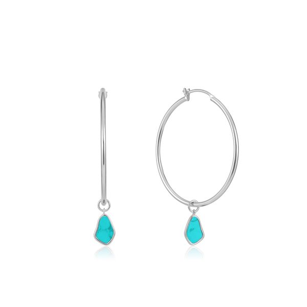 Sterling Silver Tidal Turquoise Drop Hoop Earrings By Ania Haie Orin Jewelers Northville, MI