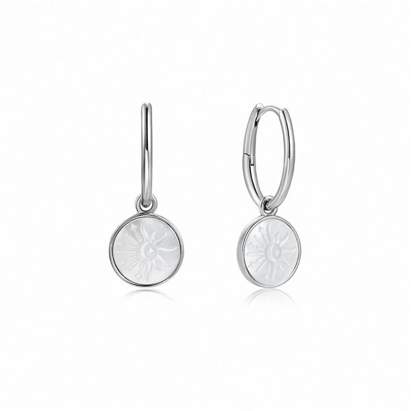 Sterling Silver Sunbeam Emblem Silver Huggie Hoop Earrings By Ania Haie Orin Jewelers Northville, MI