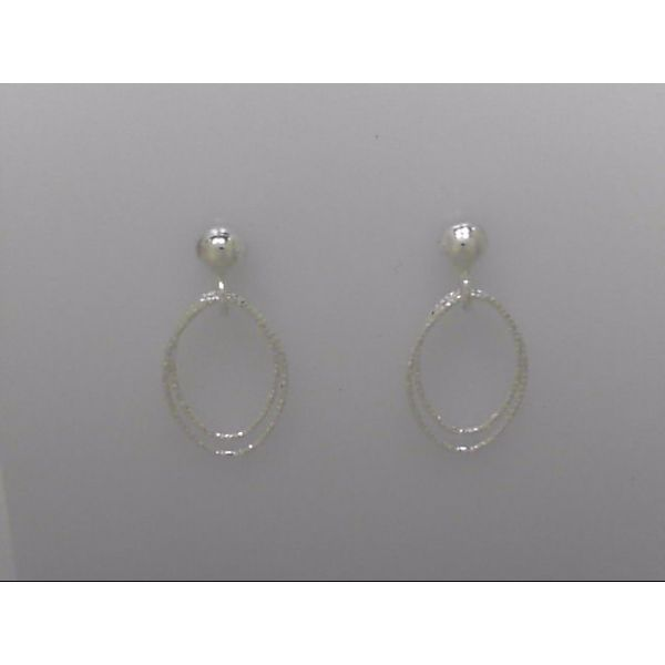 Sterling Silver Double Oval Diamond Edge Drop Earrings Orin Jewelers Northville, MI