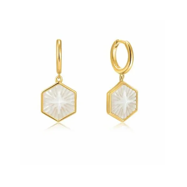 Sterling Silver Gold Plated Compass Emblem Huggie Hoop Earrings By Ania Haie Orin Jewelers Northville, MI