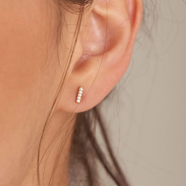 Sterling Silver Gold Plate Glam Bar Stud Earrings By Ania Haie Image 2 Orin Jewelers Northville, MI