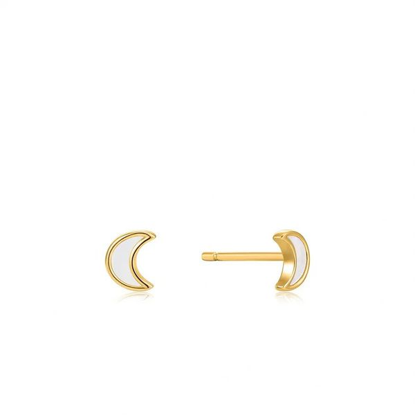 Sterling Silver Gold Plated Moon Stud Earrings By Ania Haie Orin Jewelers Northville, MI
