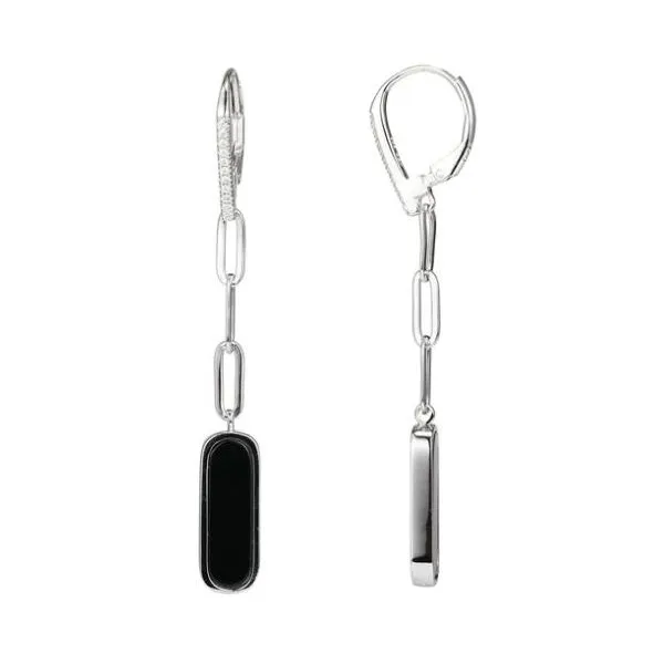 Sterling Silver Lever Back Earrings with Black Onyx and CZs Orin Jewelers Northville, MI