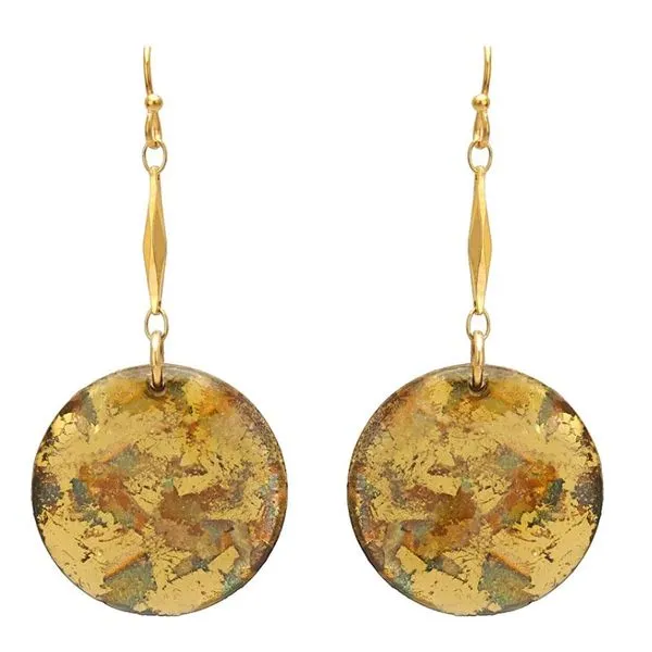 EVOCATEUR Confetti Disc Drop Earrings With Gold Leaf Orin Jewelers Northville, MI