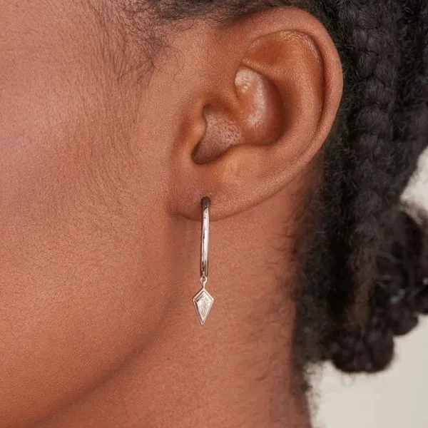 Sterling Silver Sparkle Drop Pendant Hoop Earrings Image 2 Orin Jewelers Northville, MI