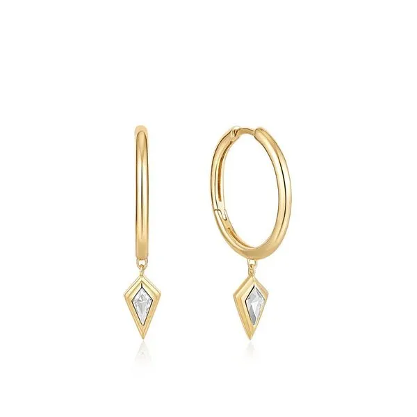 Sterling Silver Gold Plated Sparkle Drop Pendant Hoop Earrings Orin Jewelers Northville, MI