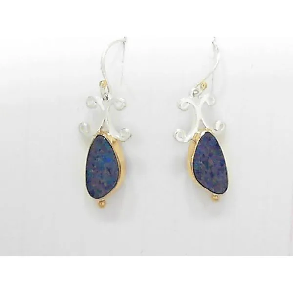 Sterling Silver & 22K Gold Vermeil Opal Earrings Orin Jewelers Northville, MI