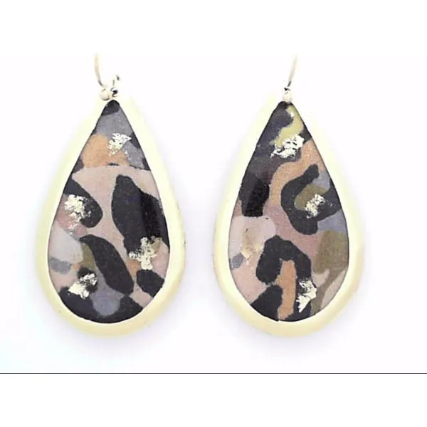 EVOCATEUR Brown Leopard Teardrop Earrings With 22k Gold Leaf Orin Jewelers Northville, MI