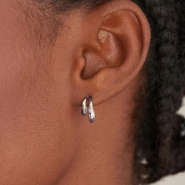 Sterling Silver Wave Double Hoop Stud Earrings By Ania Haie Image 2 Orin Jewelers Northville, MI