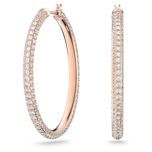 Swarovski Stone Hoop Pierced Earrings, Pink, Rose gold plating Orin Jewelers Northville, MI