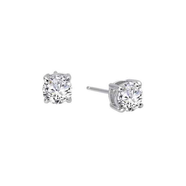 Sterling Silver Earrings With 2 Round Cubic Zirconiums Orin Jewelers Northville, MI