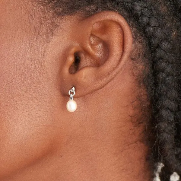 Sterling Silver Pearl Drop Stud Earrings Image 2 Orin Jewelers Northville, MI