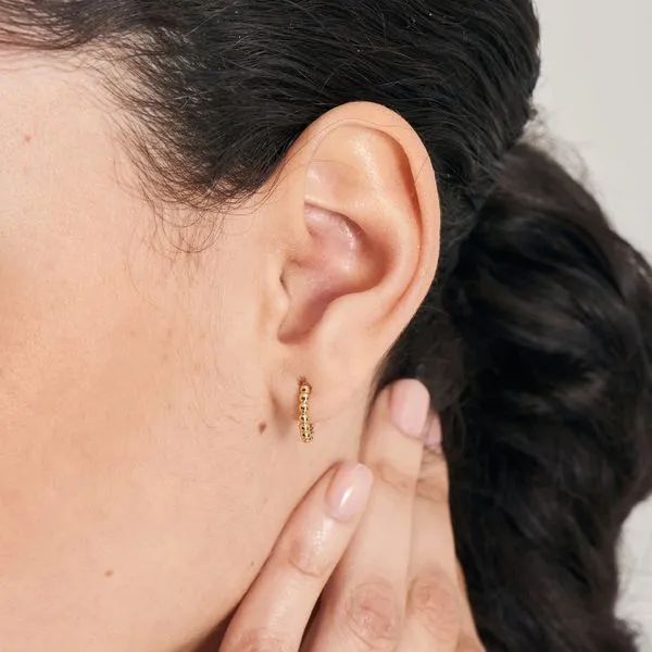 Sterling Silver Gold Plated Gold Orb Huggie Hoop Earrings Image 2 Orin Jewelers Northville, MI
