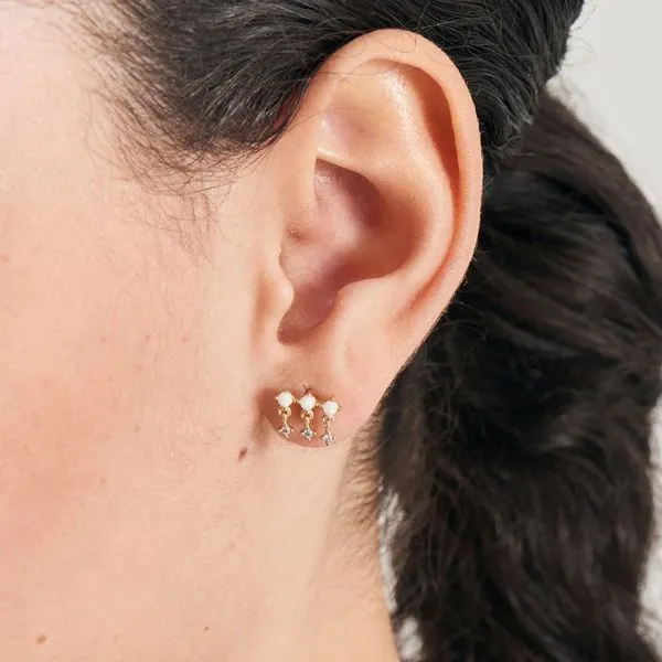 Sterling Silver Gold Plated Kyoto Opal Drop Sparkle Barbell Single Earring Image 3 Orin Jewelers Northville, MI