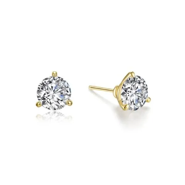 Sterling Silver Gold Plated CZ Stud Earrings Orin Jewelers Northville, MI