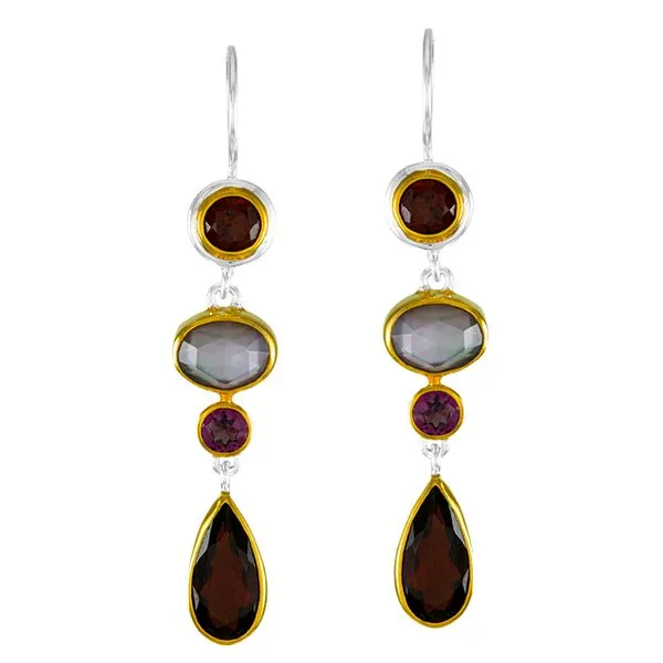 Sterling Silver & Gold Vermeil Earrings With Multiple Gemstones Orin Jewelers Northville, MI