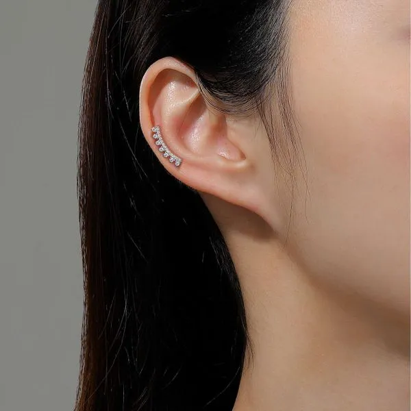 Sterling Silver Bar Climber Earrings With CZs Image 2 Orin Jewelers Northville, MI